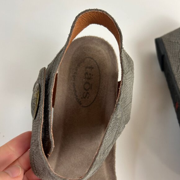 Taos Sandals 41 US 10-10.5 Taupe Carousel 2 Wedge Open Toe Leather Comfort - Picture 14 of 15